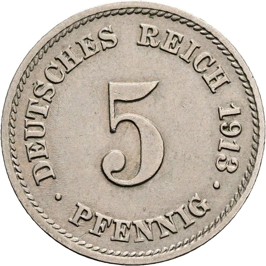 5 Pfennig 1913 G – Vorderseite