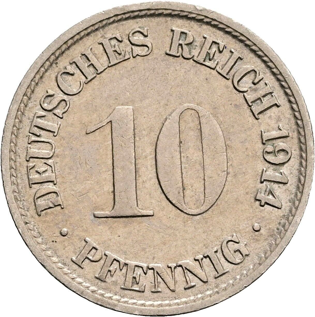 10 Pfennig 1914 F – Vorderseite