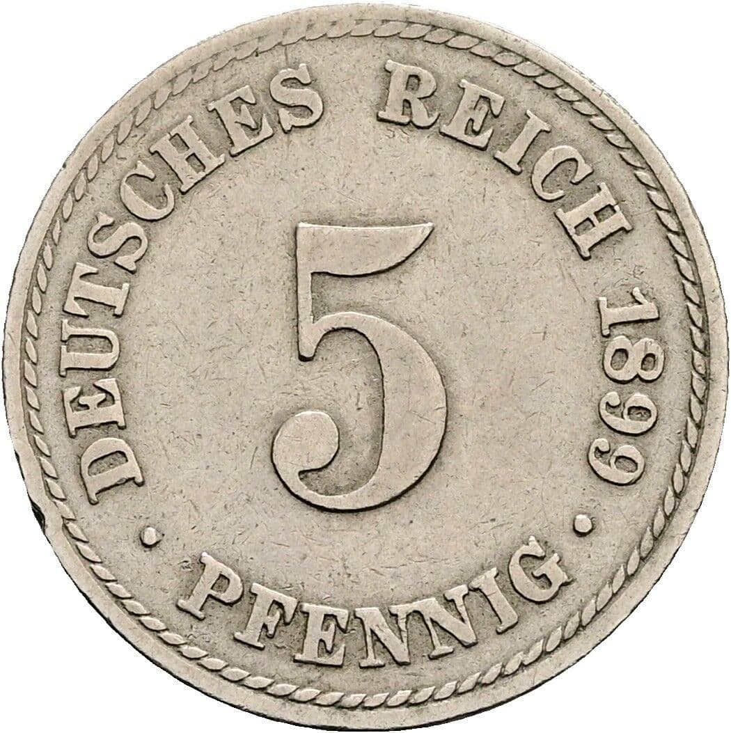 5 Pfennig 1899 A – Vorderseite