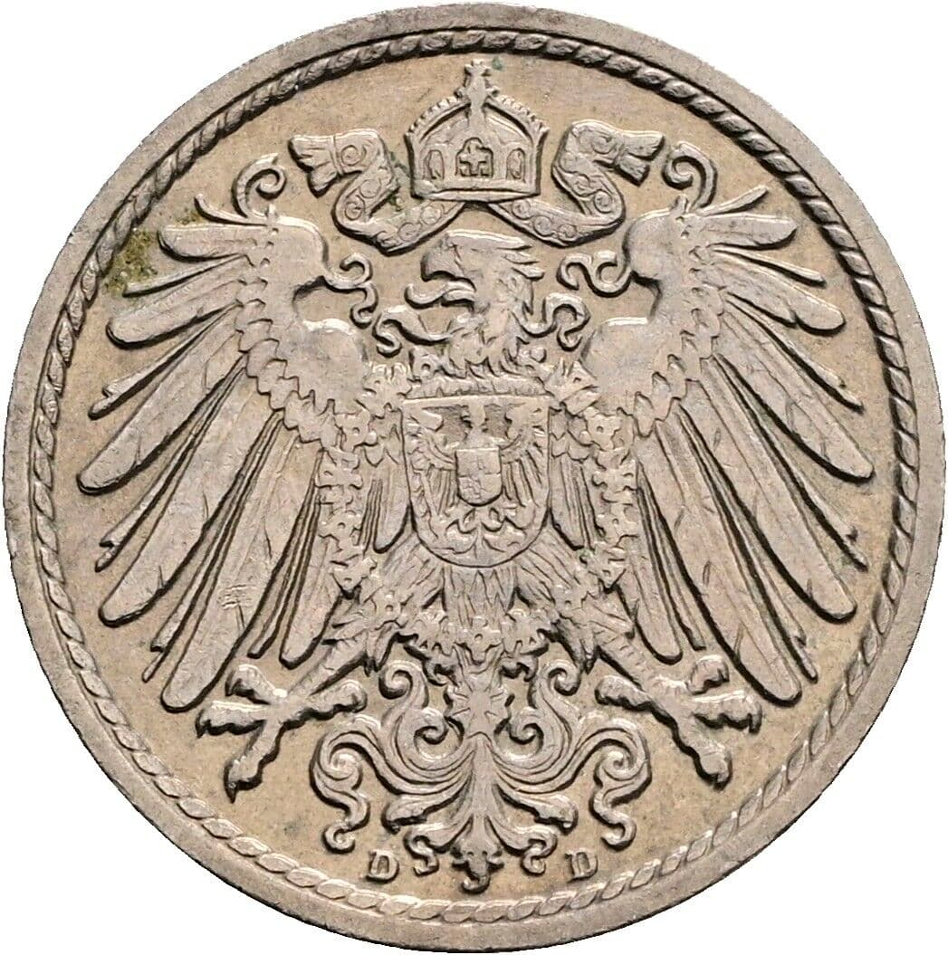5 Pfennig 1910 D – Rückseite
