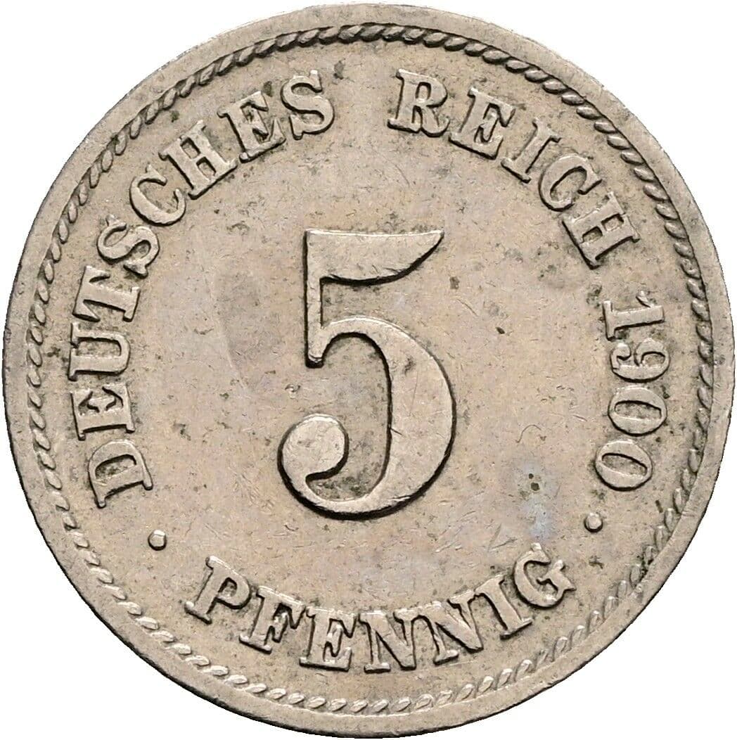 5 Pfennig 1900 F – Vorderseite