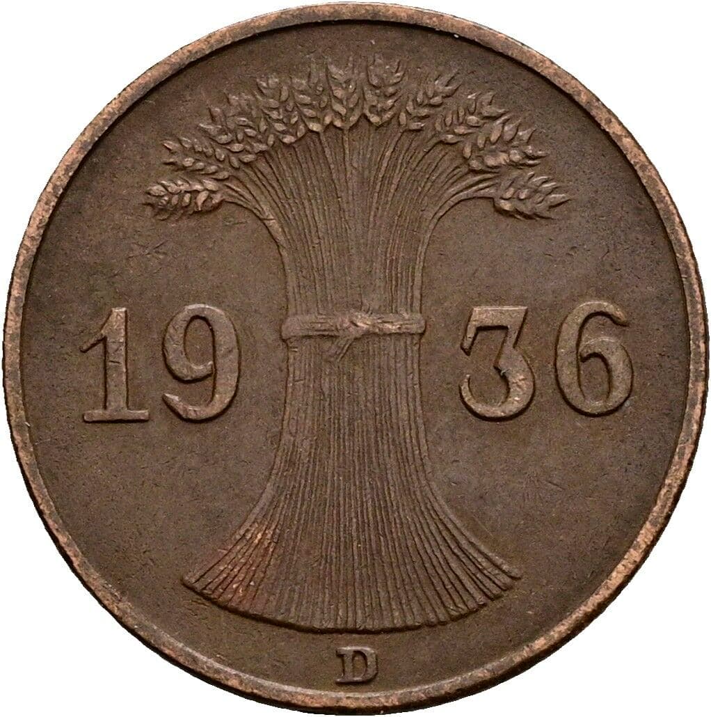 1 Reichspfennig 1936 D – Rückseite