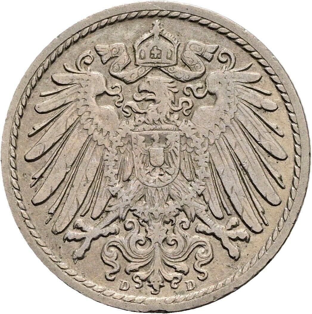 5 Pfennig 1909 D – Rückseite