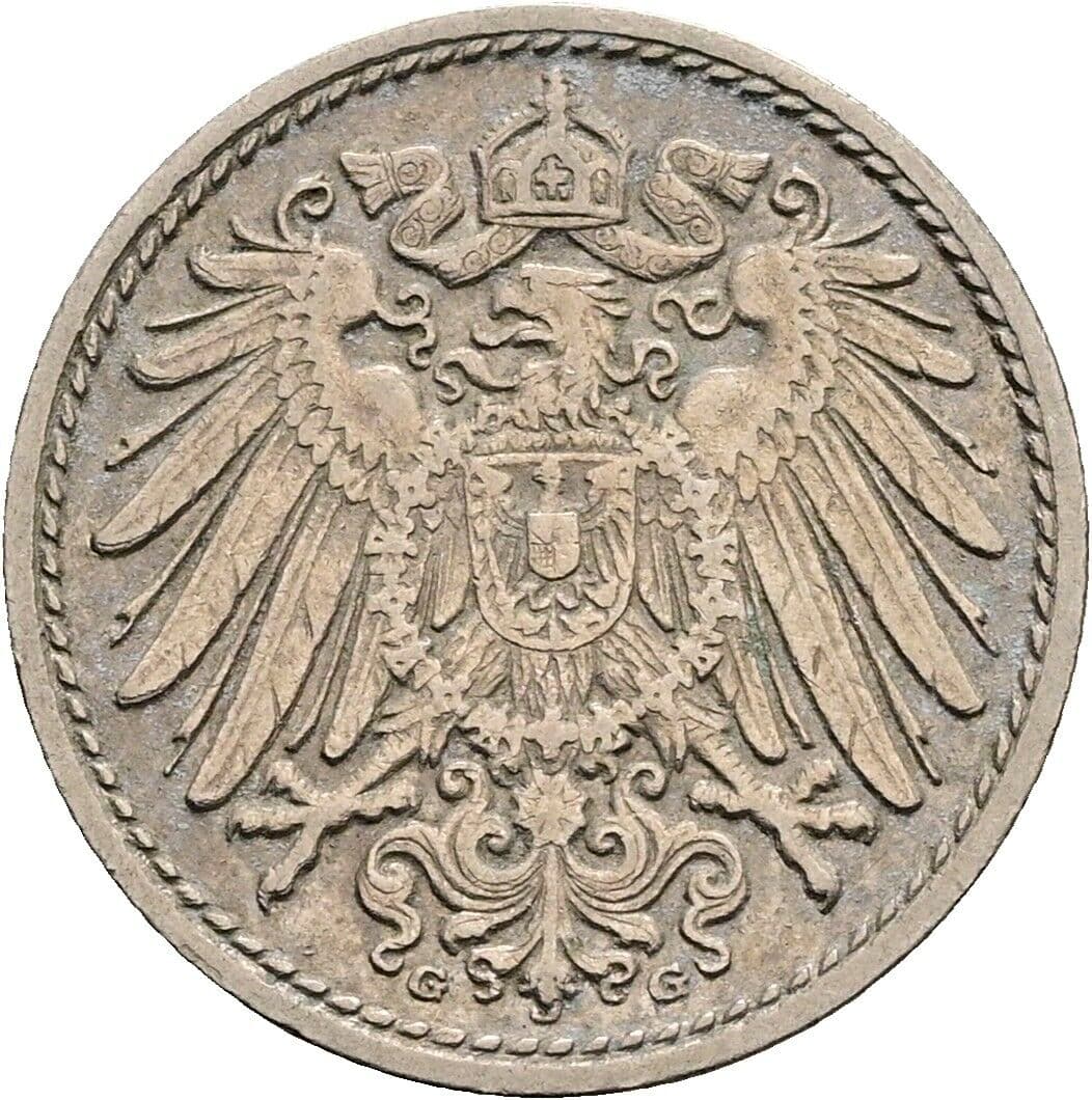 5 Pfennig 1908 G – Rückseite