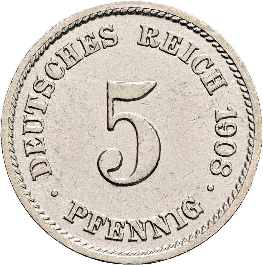 5 Pfennig 1908 G – Vorderseite