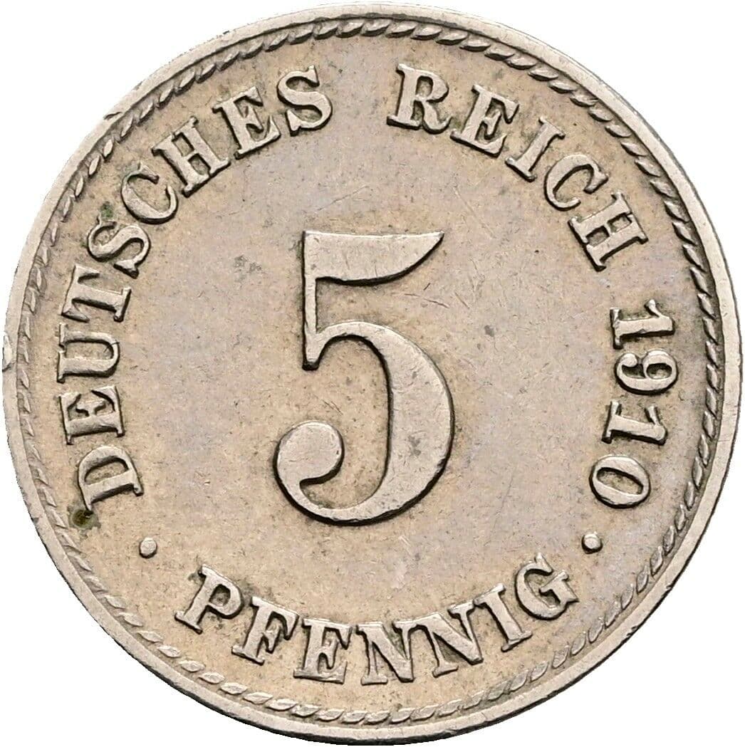 5 Pfennig 1910 F – Vorderseite