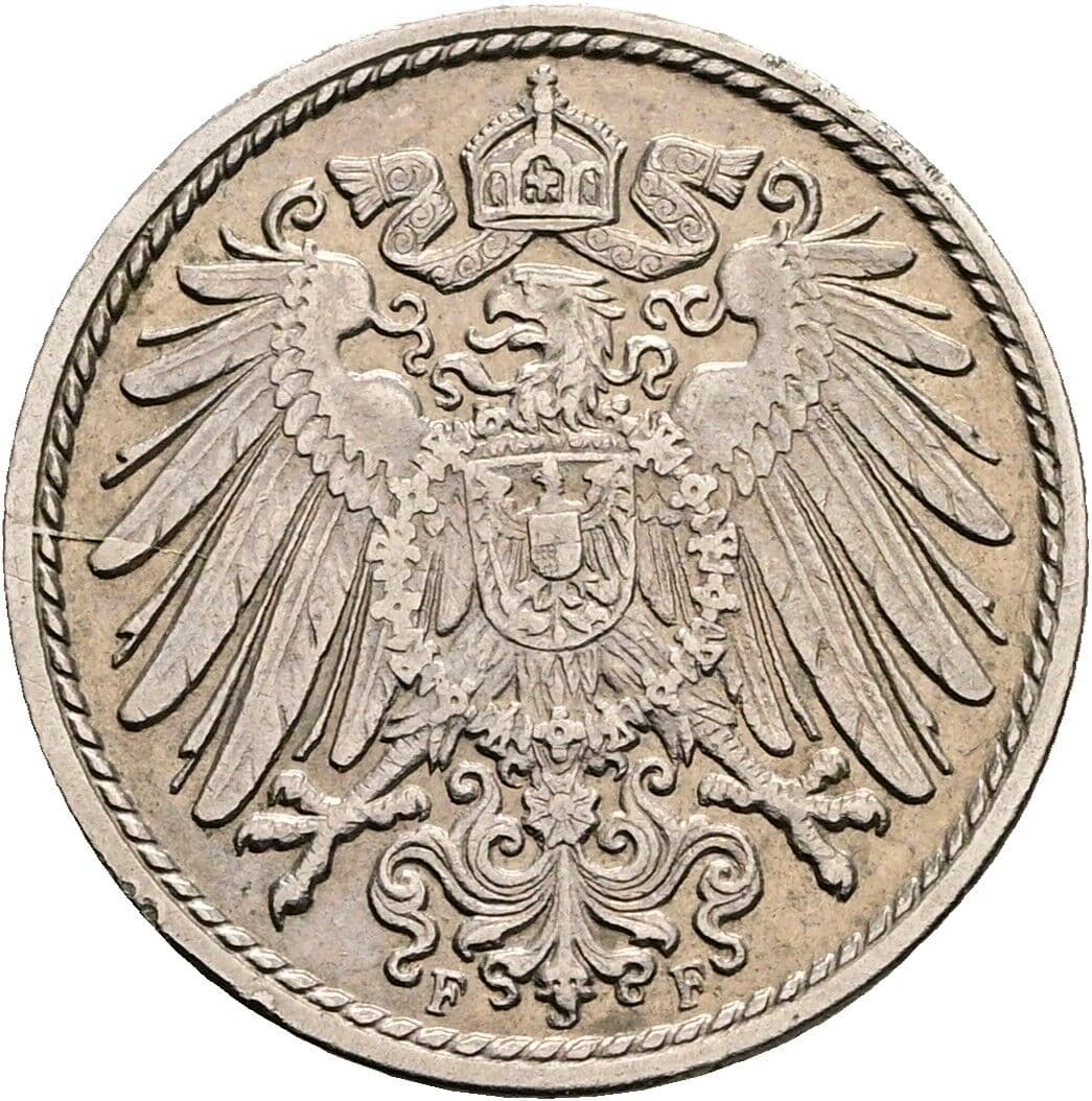5 Pfennig 1910 F – Rückseite