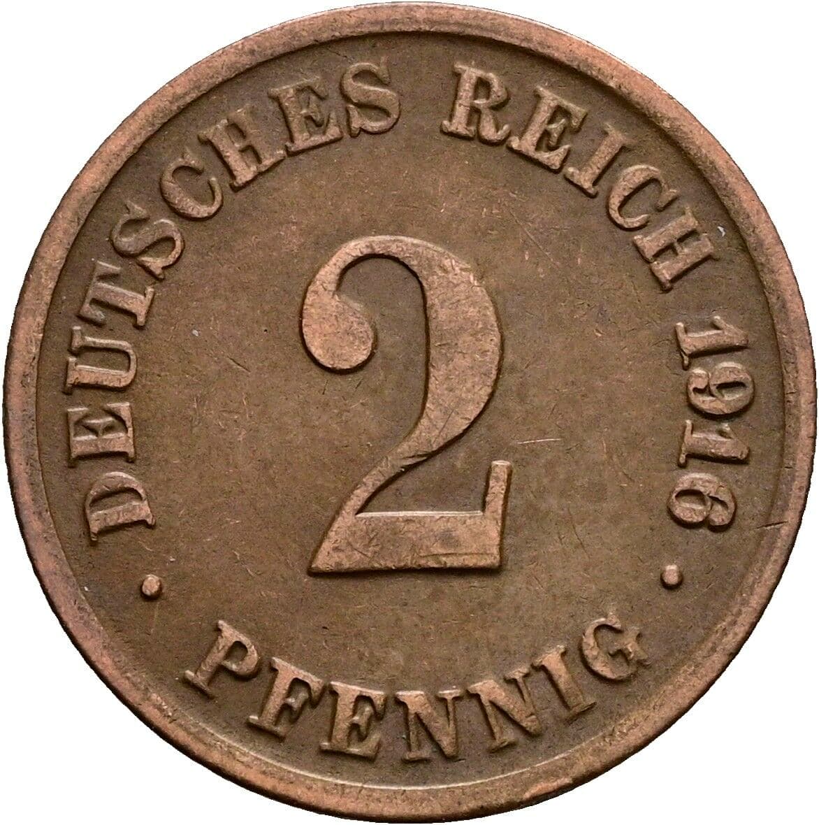 2 Pfennig 1916 D – Vorderseite