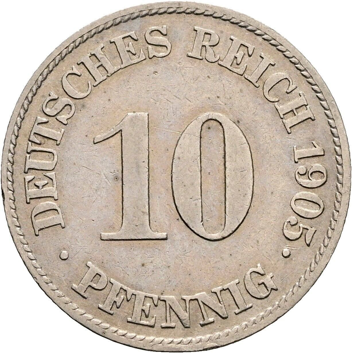 10 Pfennig 1905 J – Vorderseite