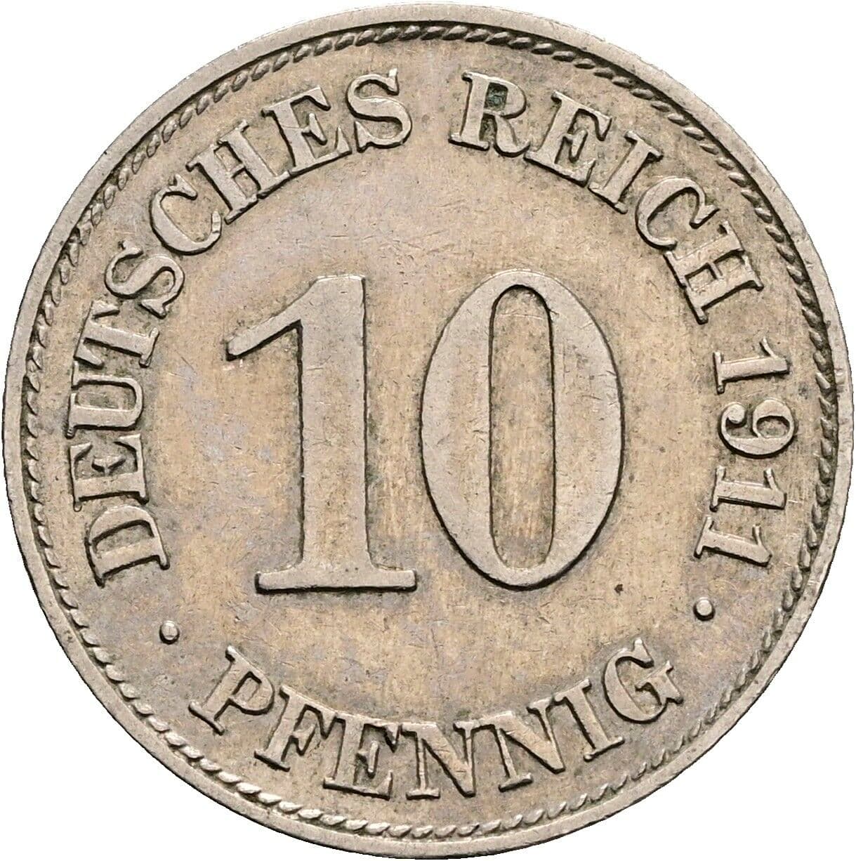 10 Pfennig 1911 E – Vorderseite
