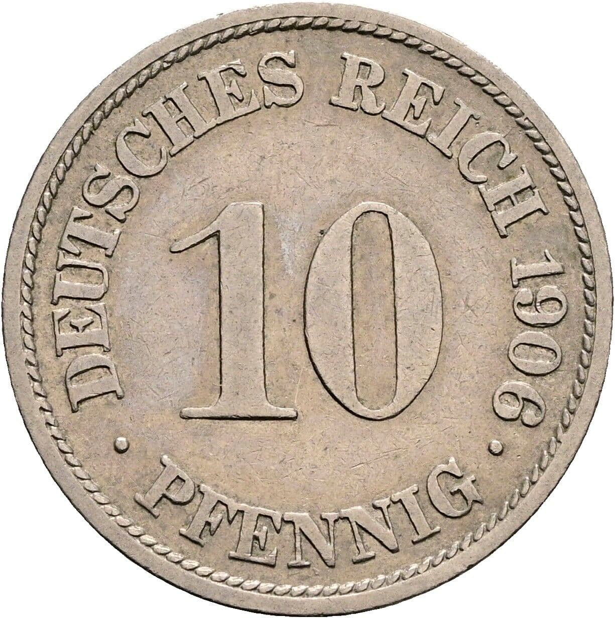 10 Pfennig 1906 F – Vorderseite