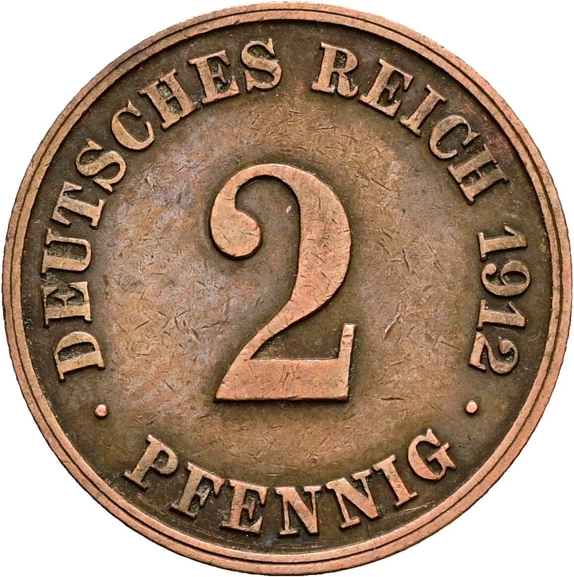 2 Pfennig 1912 J – Vorderseite