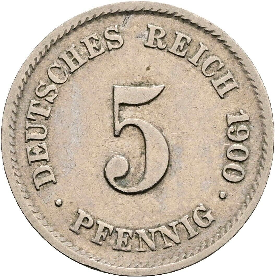 5 Pfennig 1900 G – Vorderseite