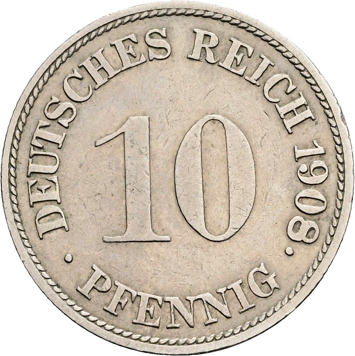 10 Pfennig 1908 G – Vorderseite