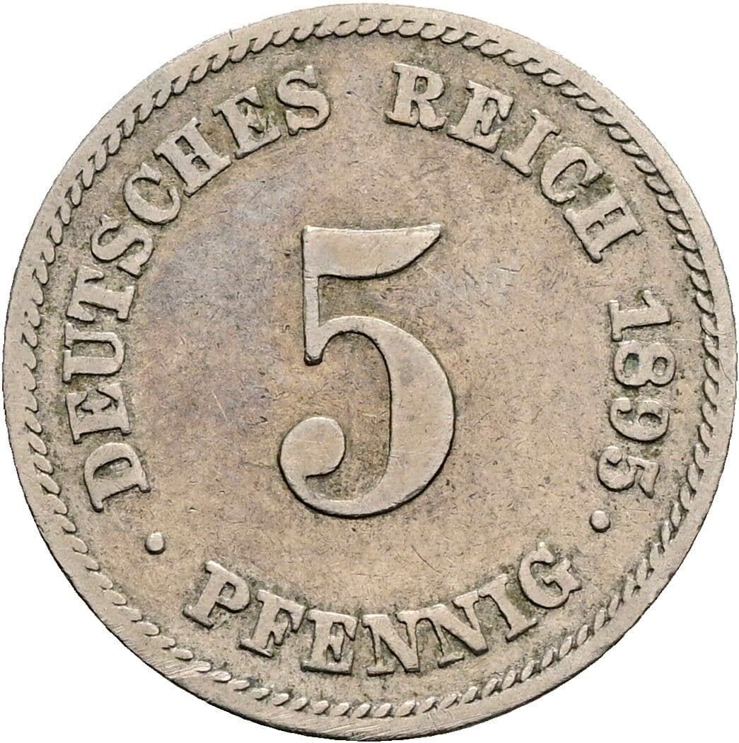 5 Pfennig 1895 E – Vorderseite