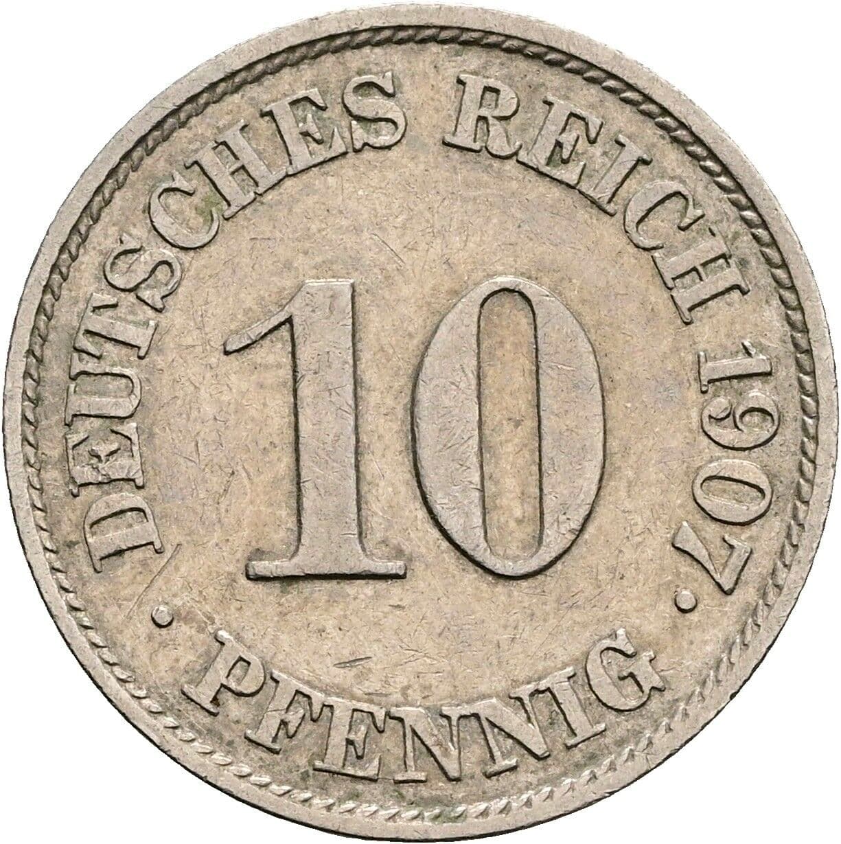 10 Pfennig 1907 J – Vorderseite