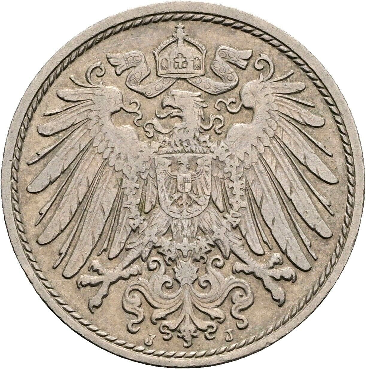 10 Pfennig 1907 J – Rückseite