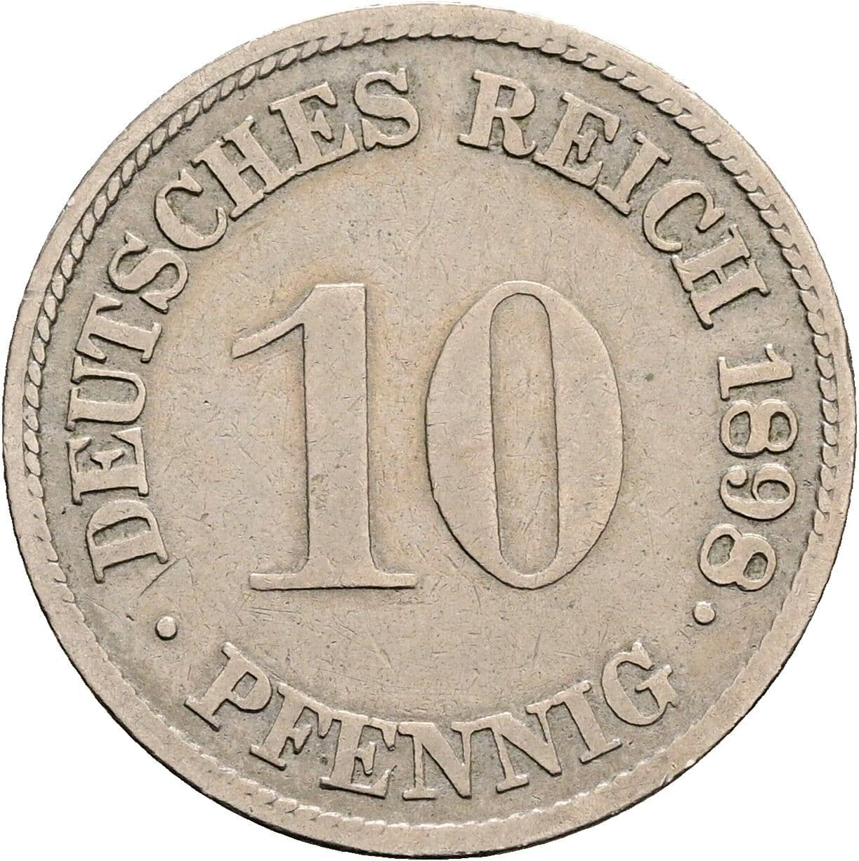 10 Pfennig 1898 G – Vorderseite