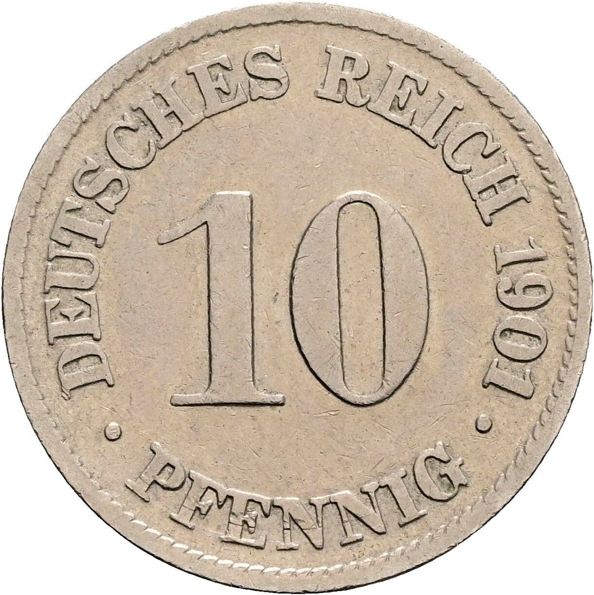 10 Pfennig 1901 D – Vorderseite
