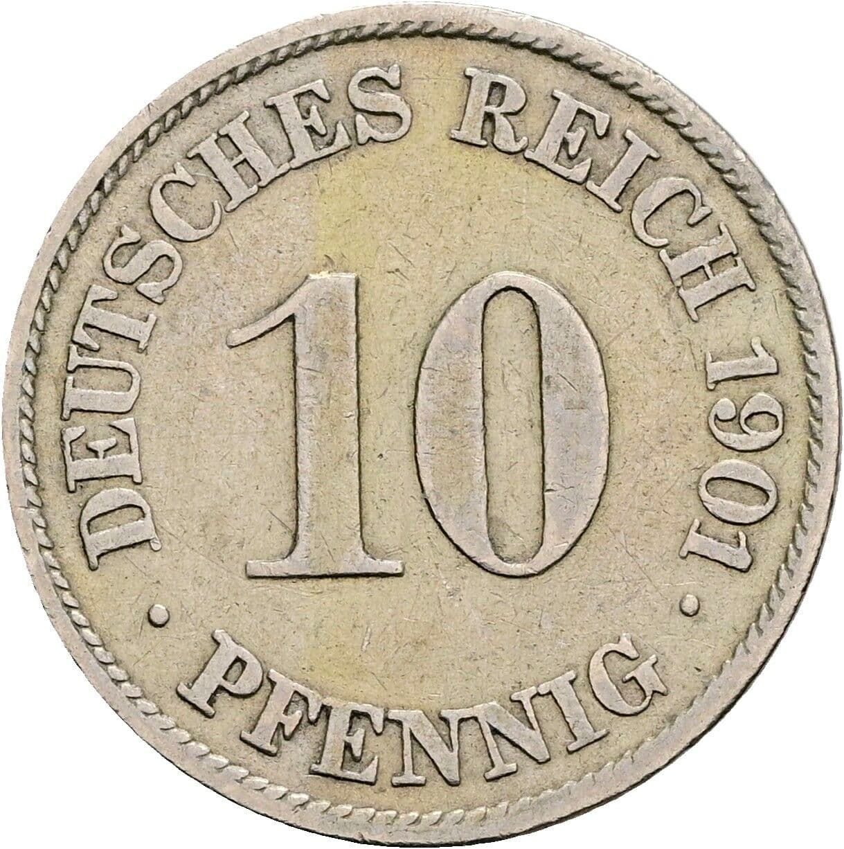 10 Pfennig 1901 J – Vorderseite