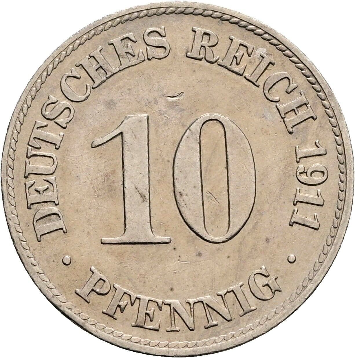 10 Pfennig 1911 D – Vorderseite