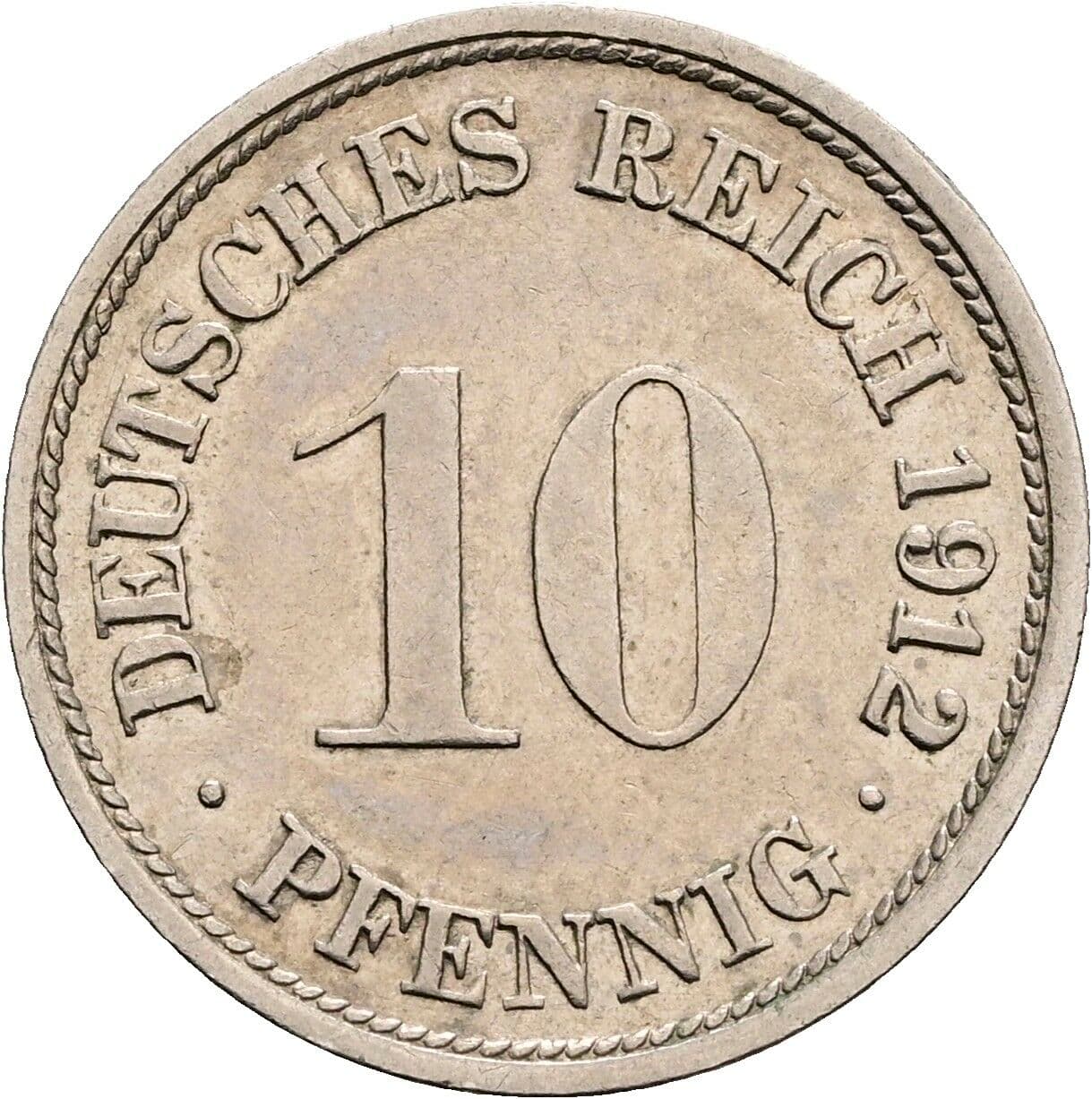 10 Pfennig 1912 F – Vorderseite