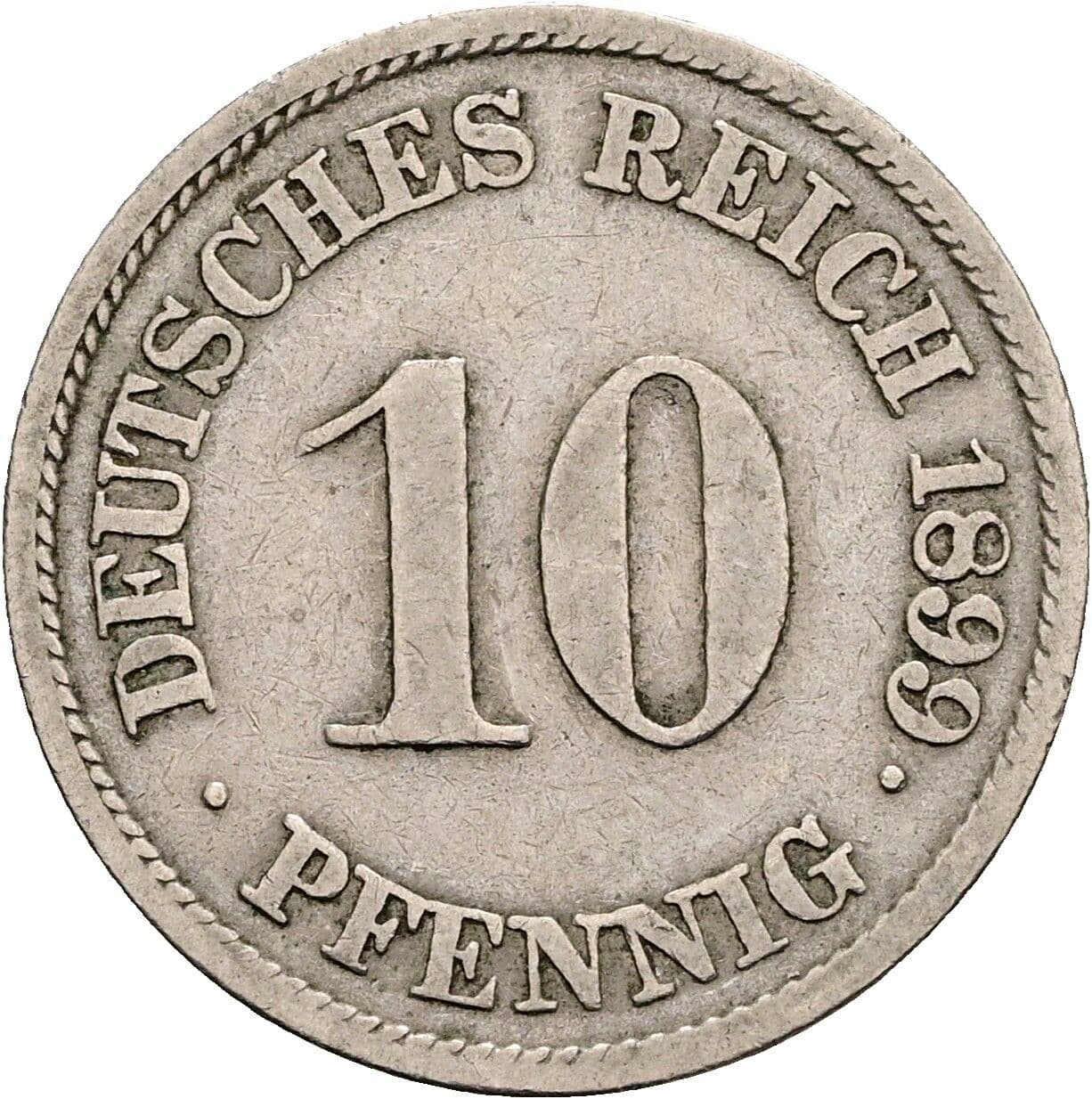 10 Pfennig 1899 J – Vorderseite