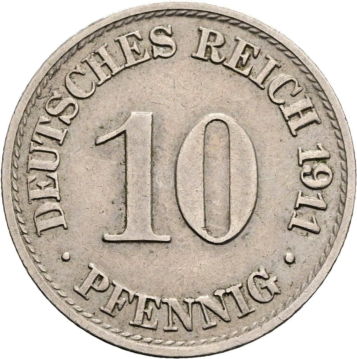 10 Pfennig 1911 A – Vorderseite