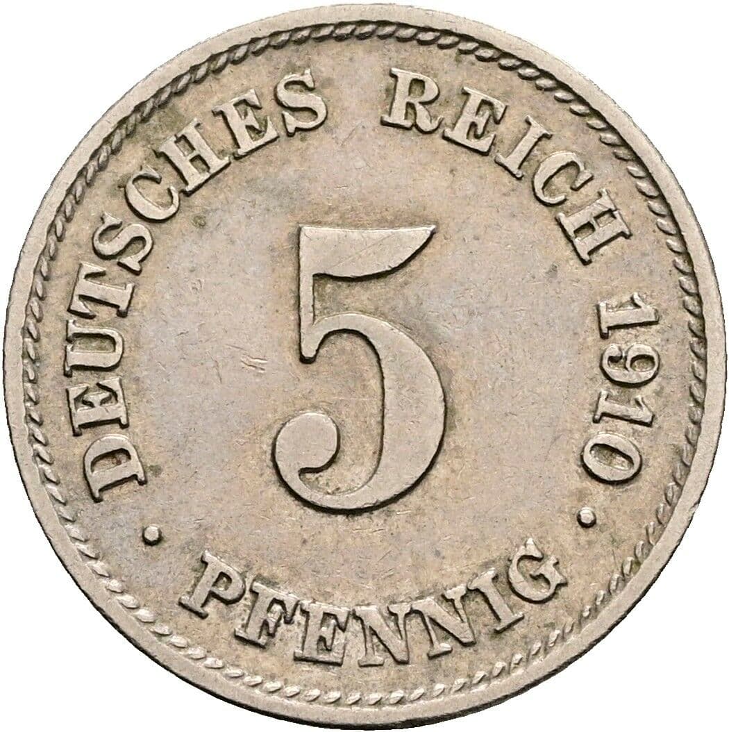 5 Pfennig 1910 G – Vorderseite