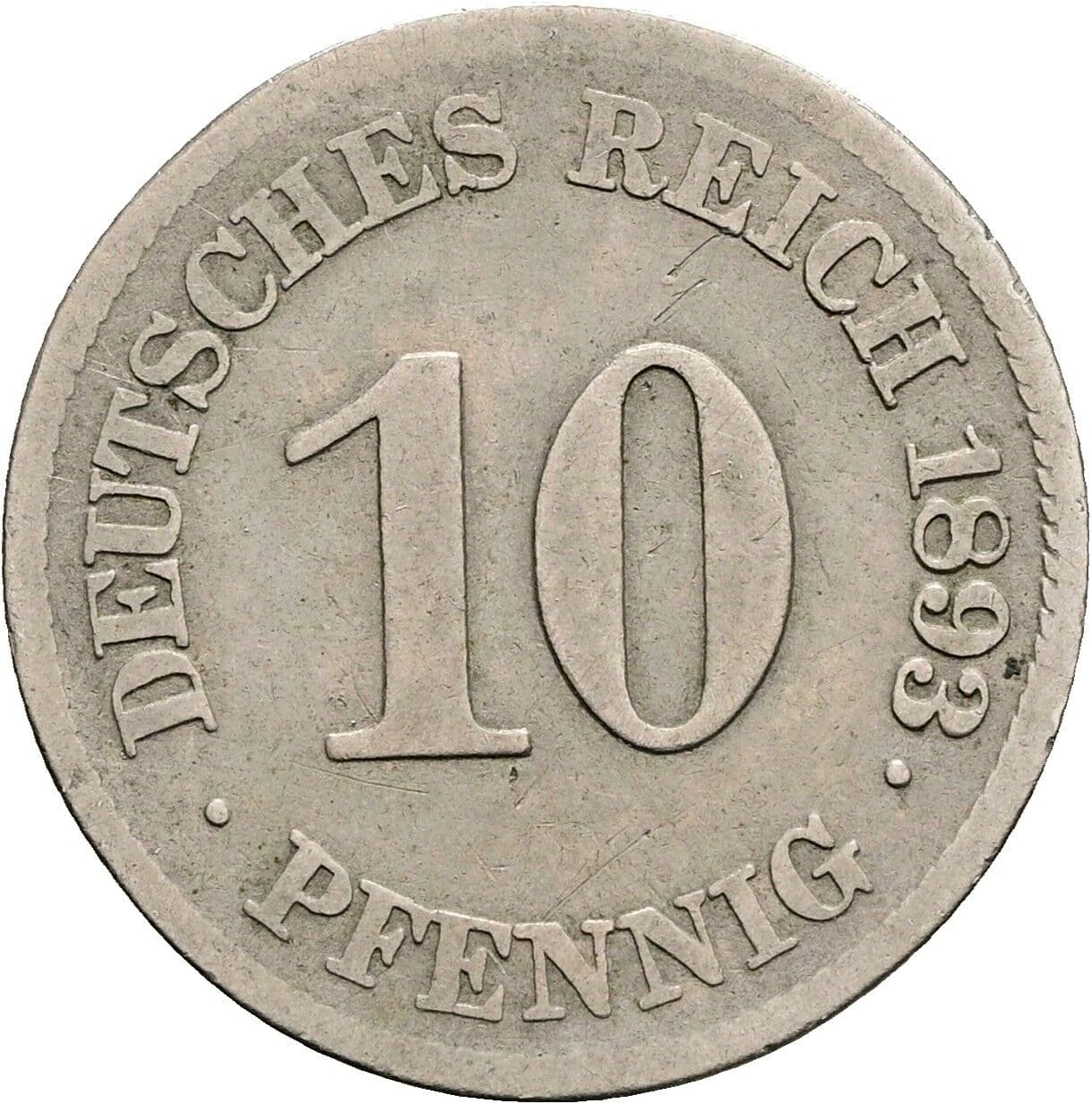 10 Pfennig 1893 E – Vorderseite