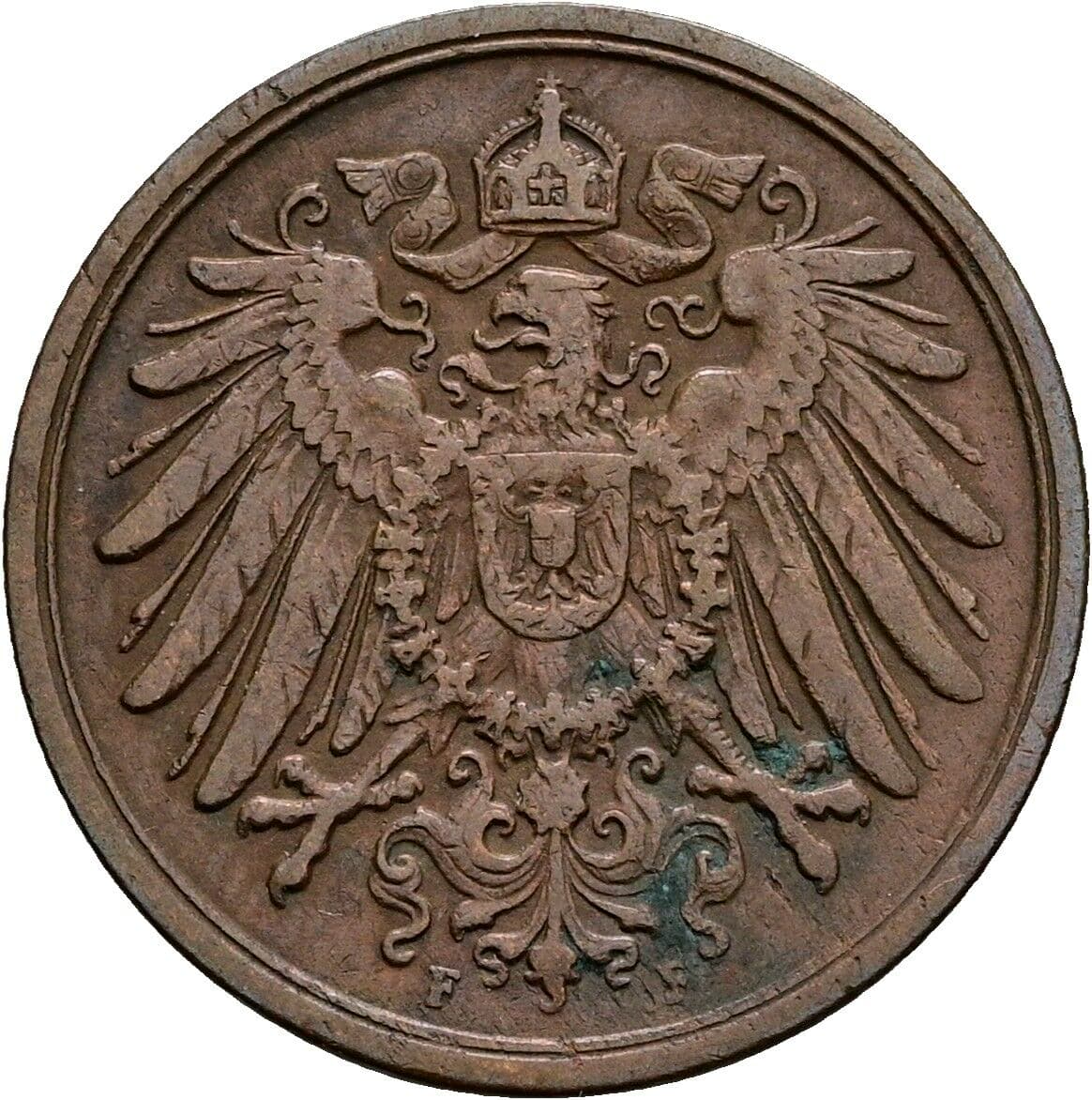 2 Pfennig 1914 F – Rückseite