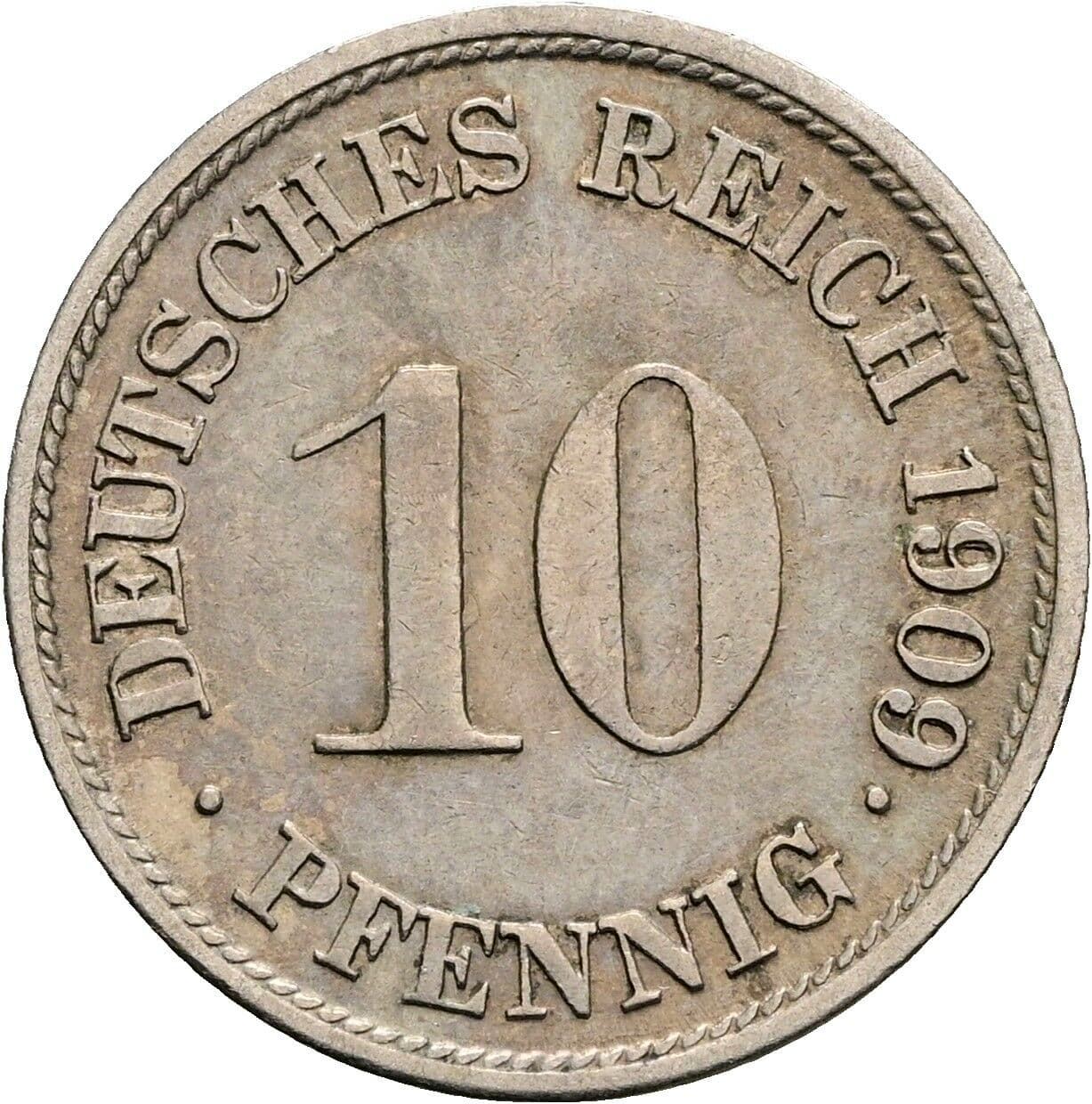 10 Pfennig 1909 F – Vorderseite