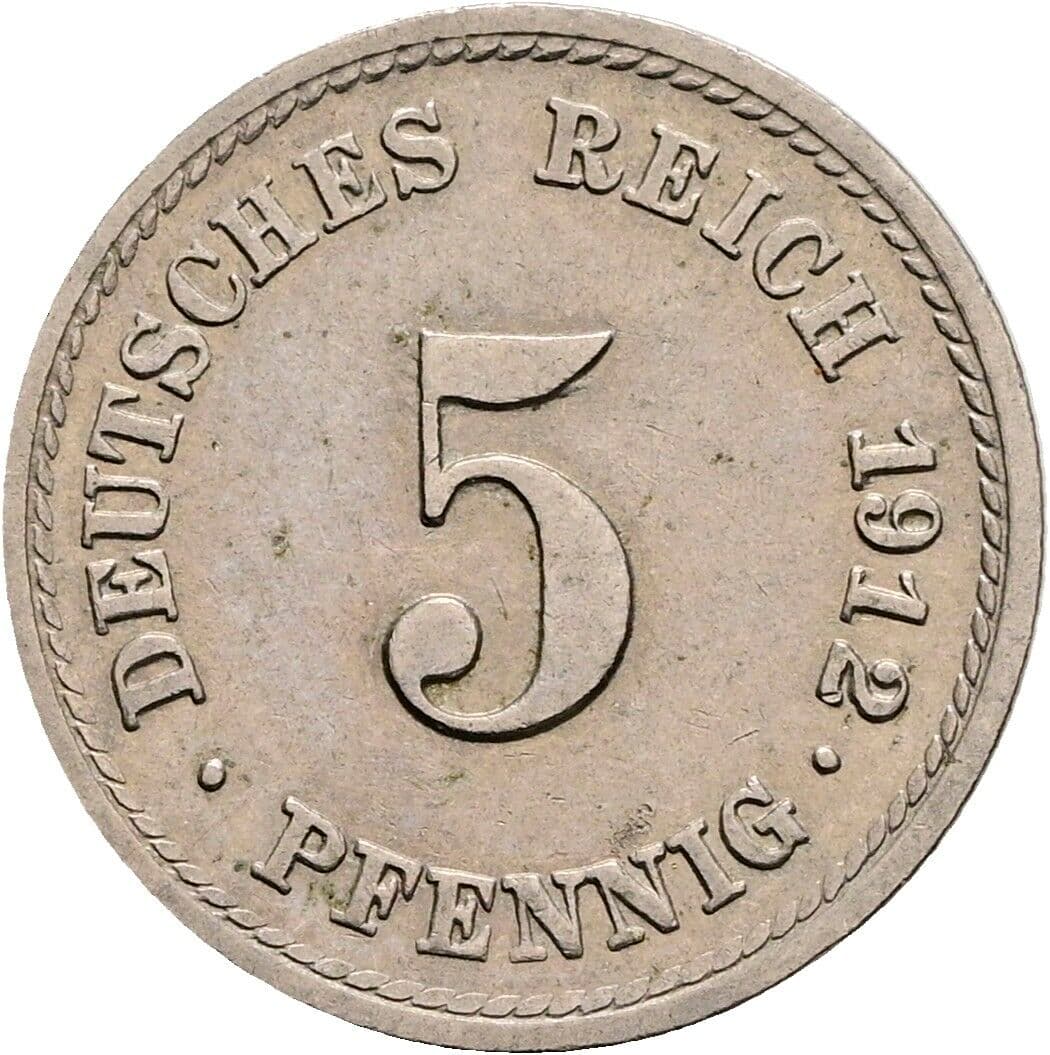 5 Pfennig 1912 F – Vorderseite