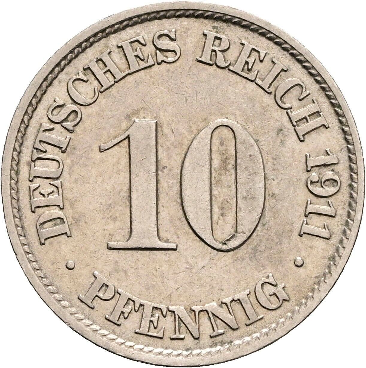 10 Pfennig 1911 J – Vorderseite