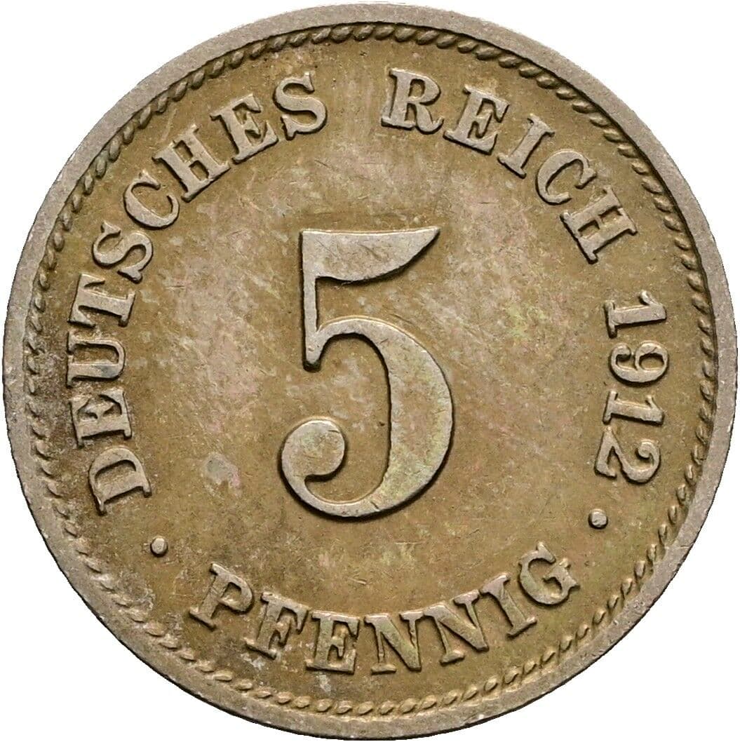 5 Pfennig 1912 G – Vorderseite