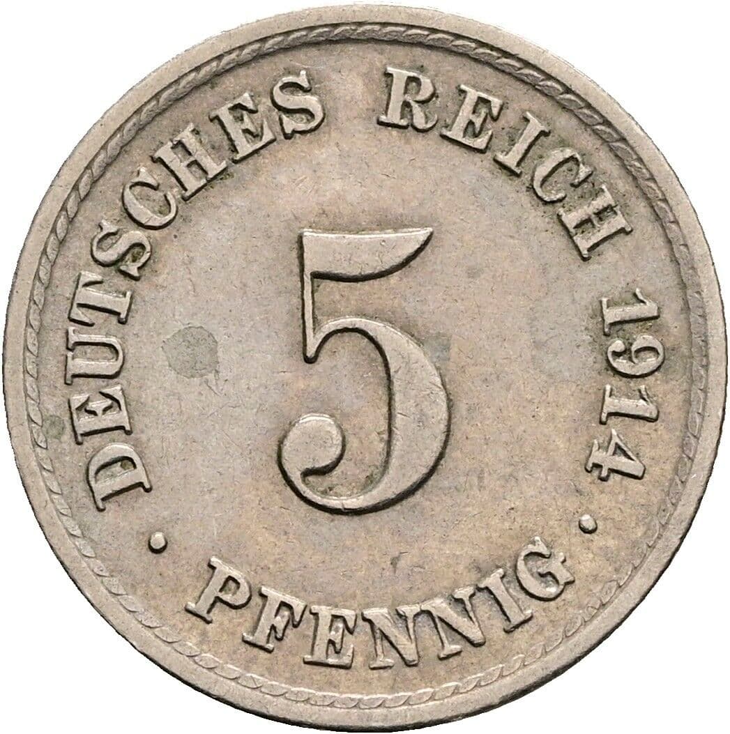 5 Pfennig 1914 A – Vorderseite