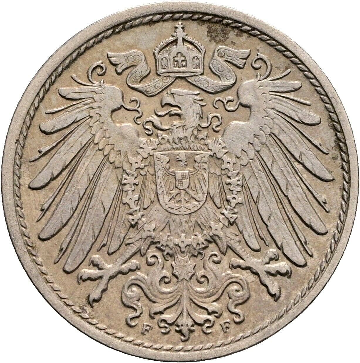 10 Pfennig 1909 F – Rückseite
