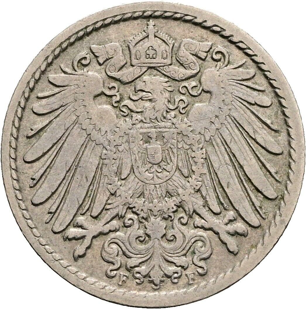 5 Pfennig 1909 F – Rückseite