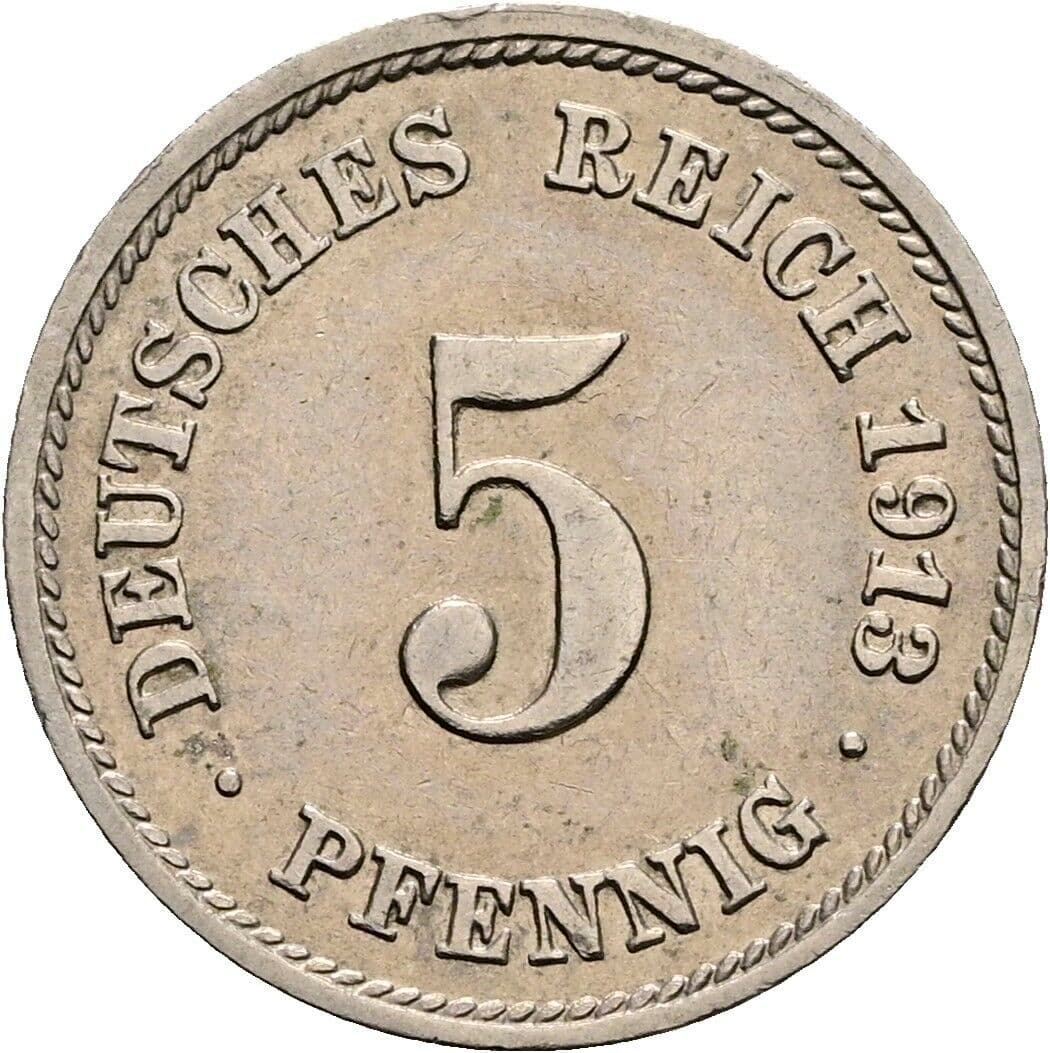 5 Pfennig 1913 F – Vorderseite