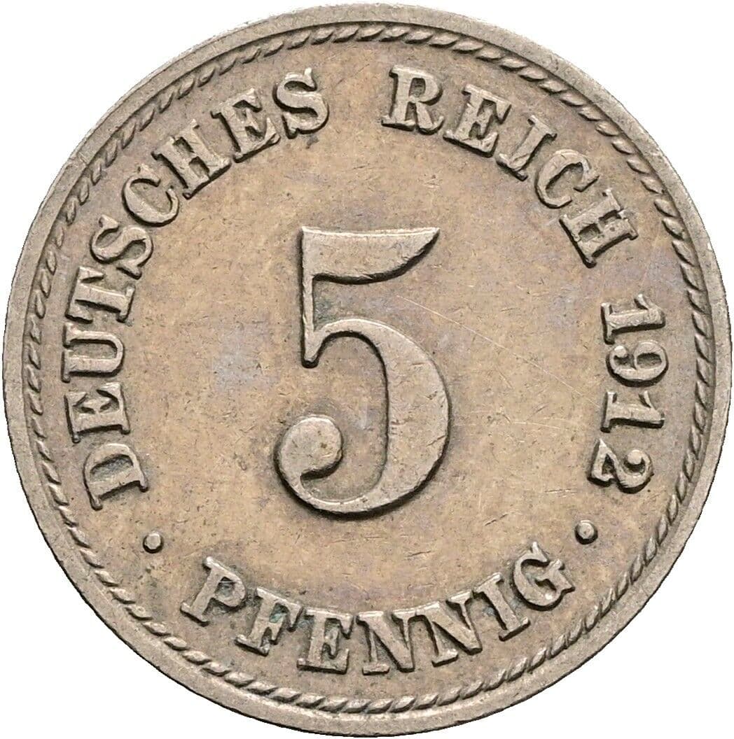 5 Pfennig 1912 A – Vorderseite