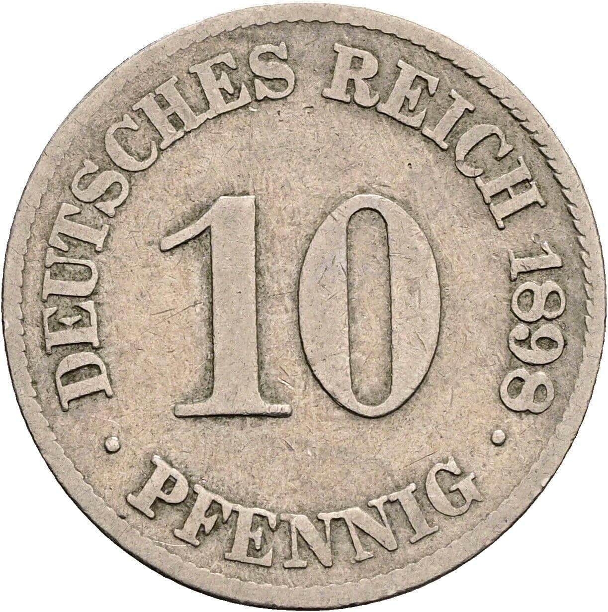 10 Pfennig 1898 J – Vorderseite