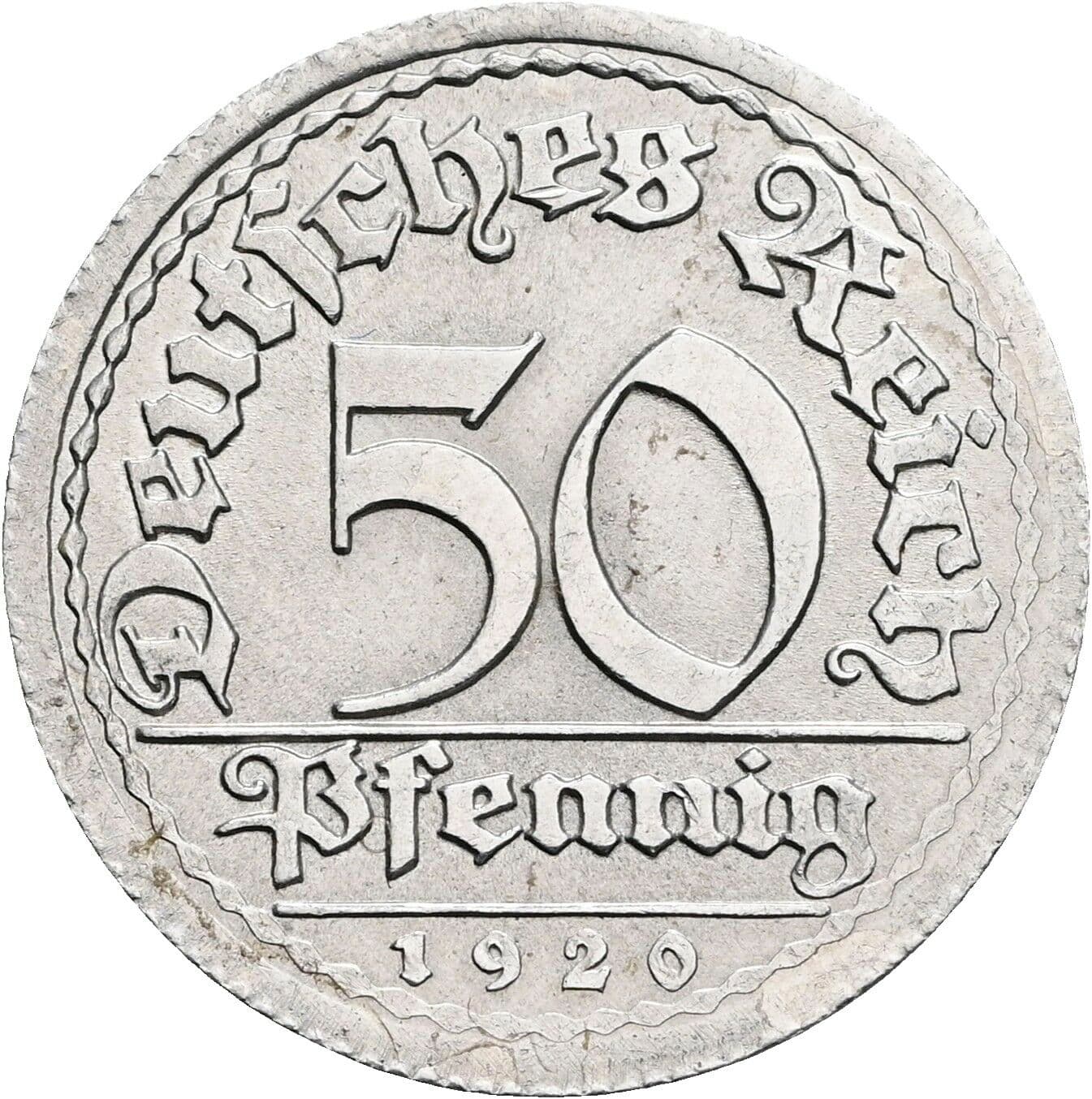 50 Pfennig 1920 J – Vorderseite