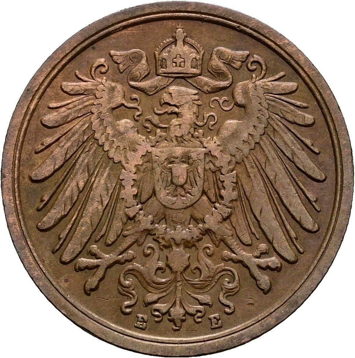 2 Pfennig 1912 E – Rückseite
