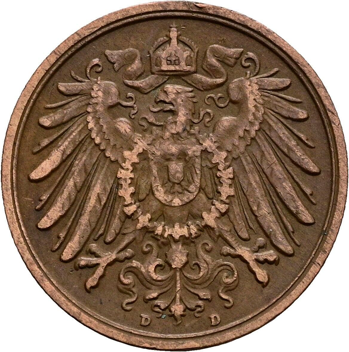 2 Pfennig 1905 D – Rückseite