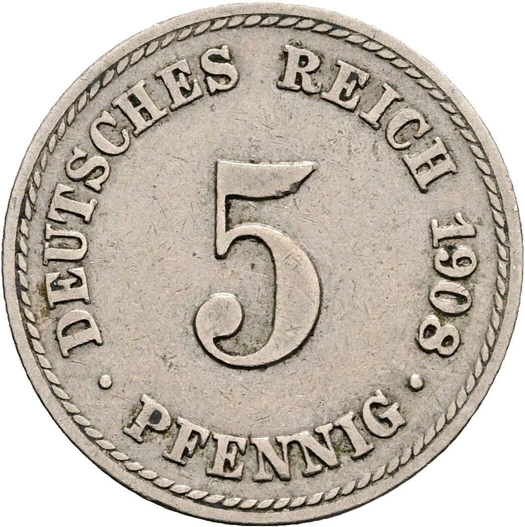 5 Pfennig 1908 A – Vorderseite
