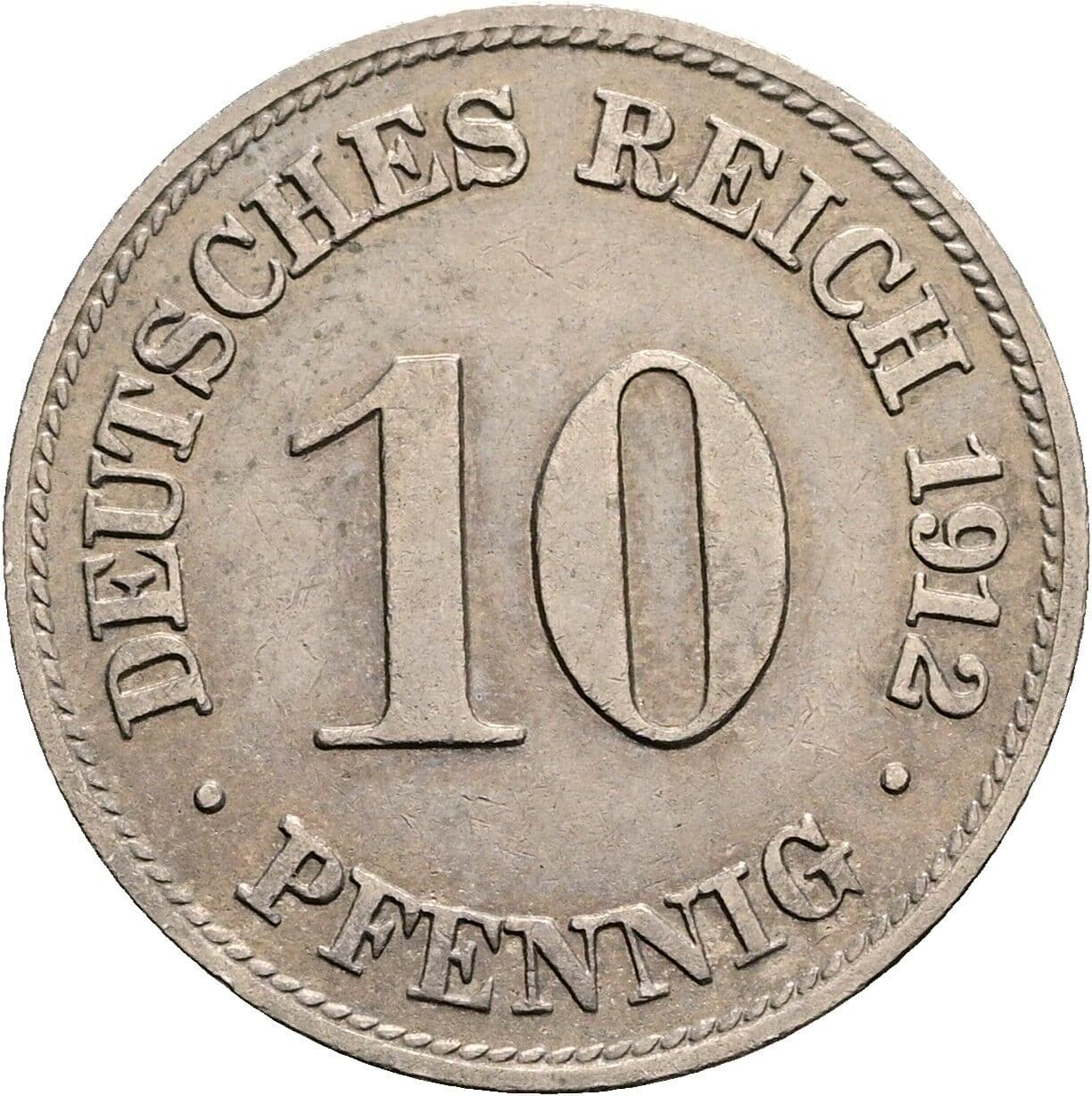 10 Pfennig 1912 D – Vorderseite