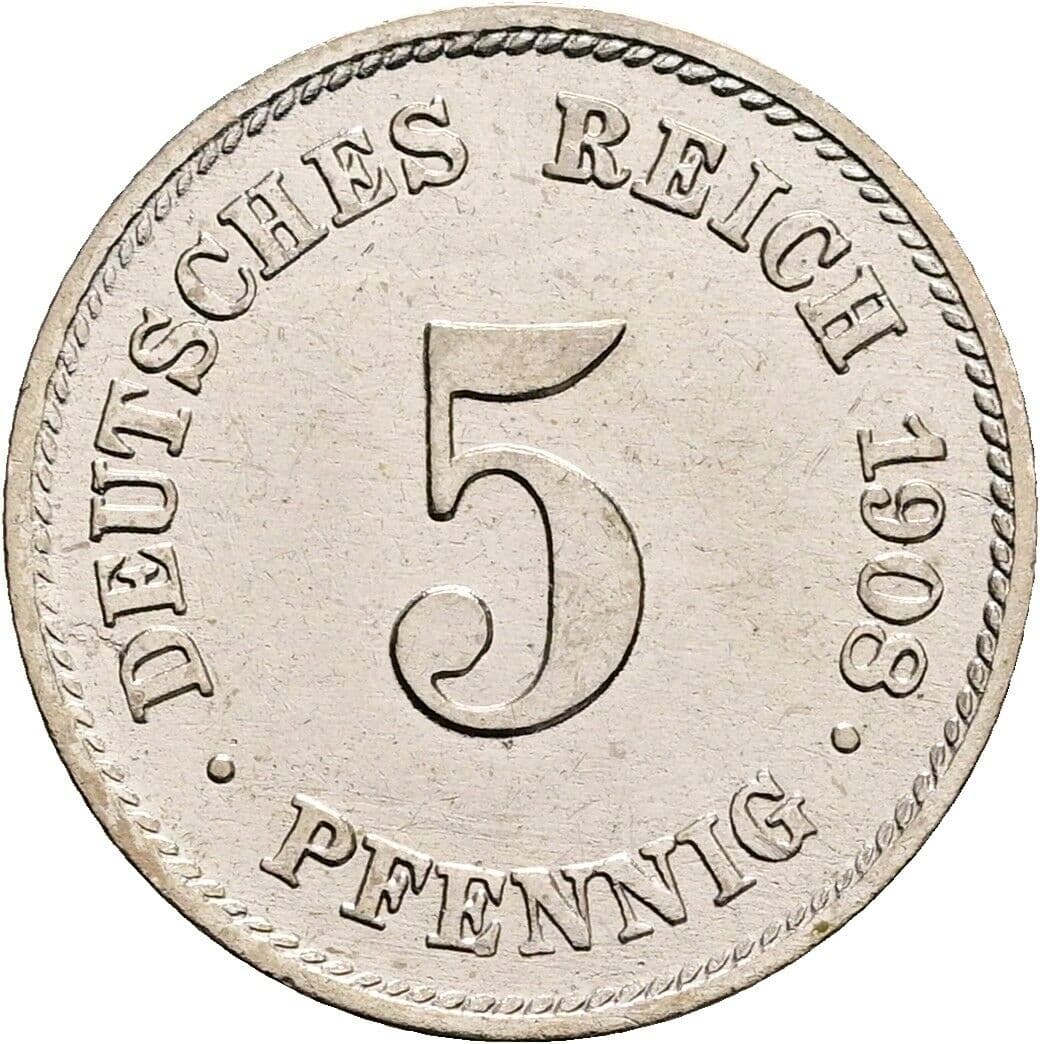 5 Pfennig 1908 E – Vorderseite
