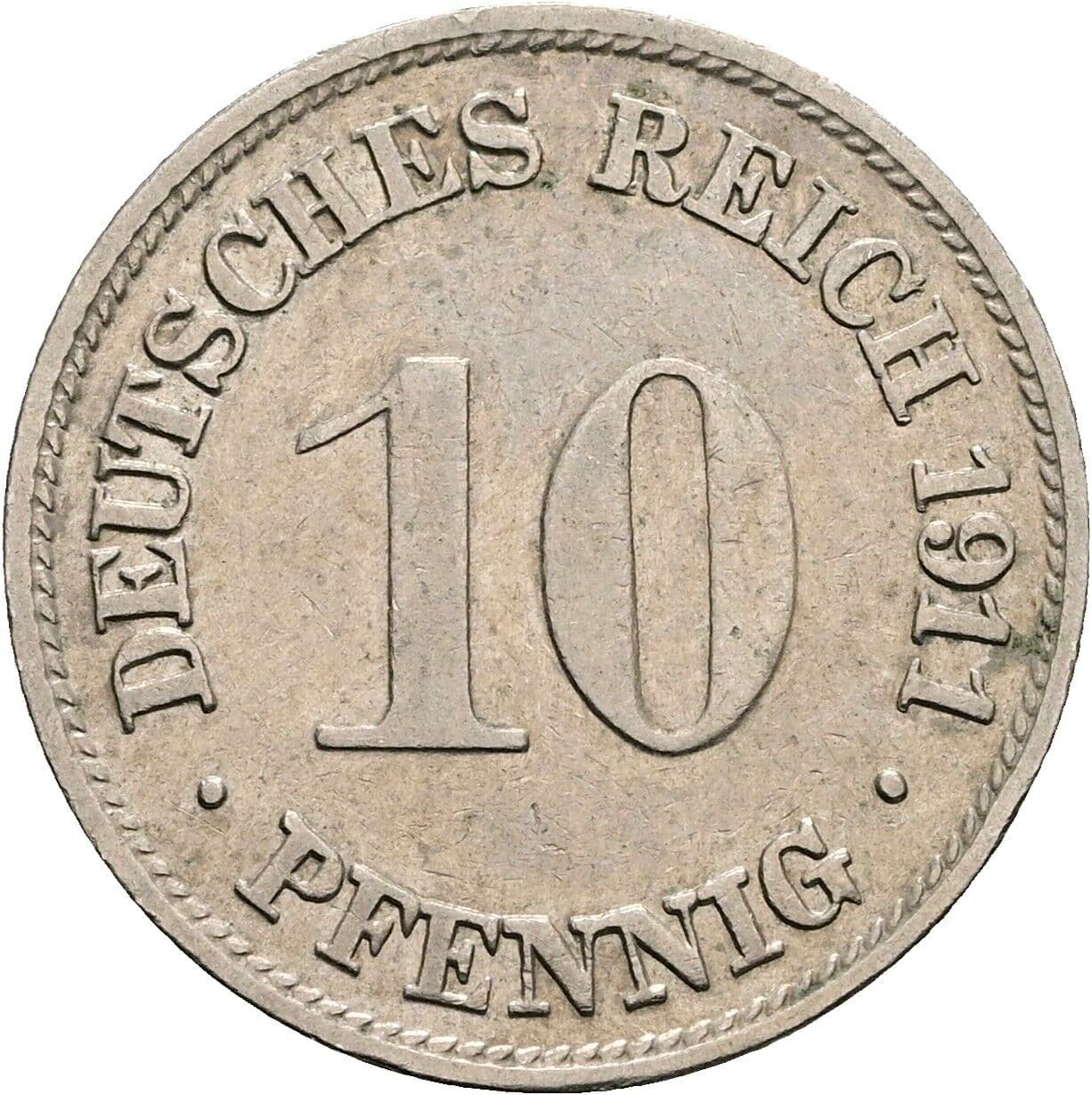 10 Pfennig 1911 G – Vorderseite