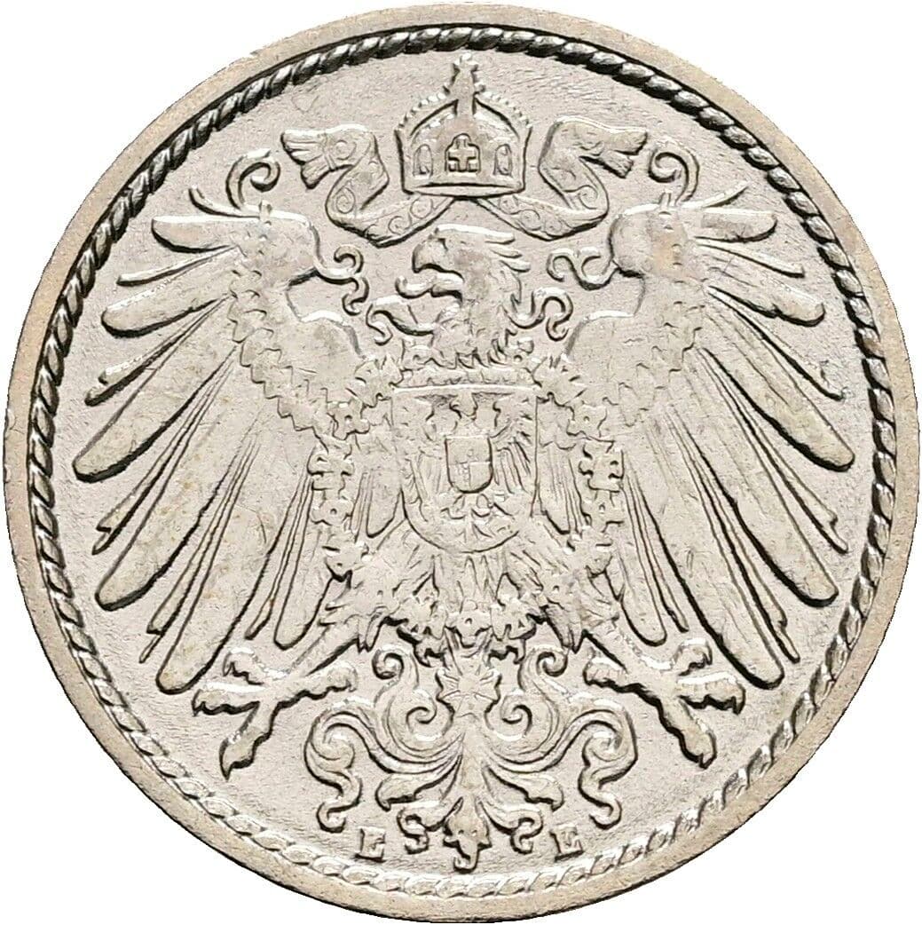 5 Pfennig 1908 E – Rückseite