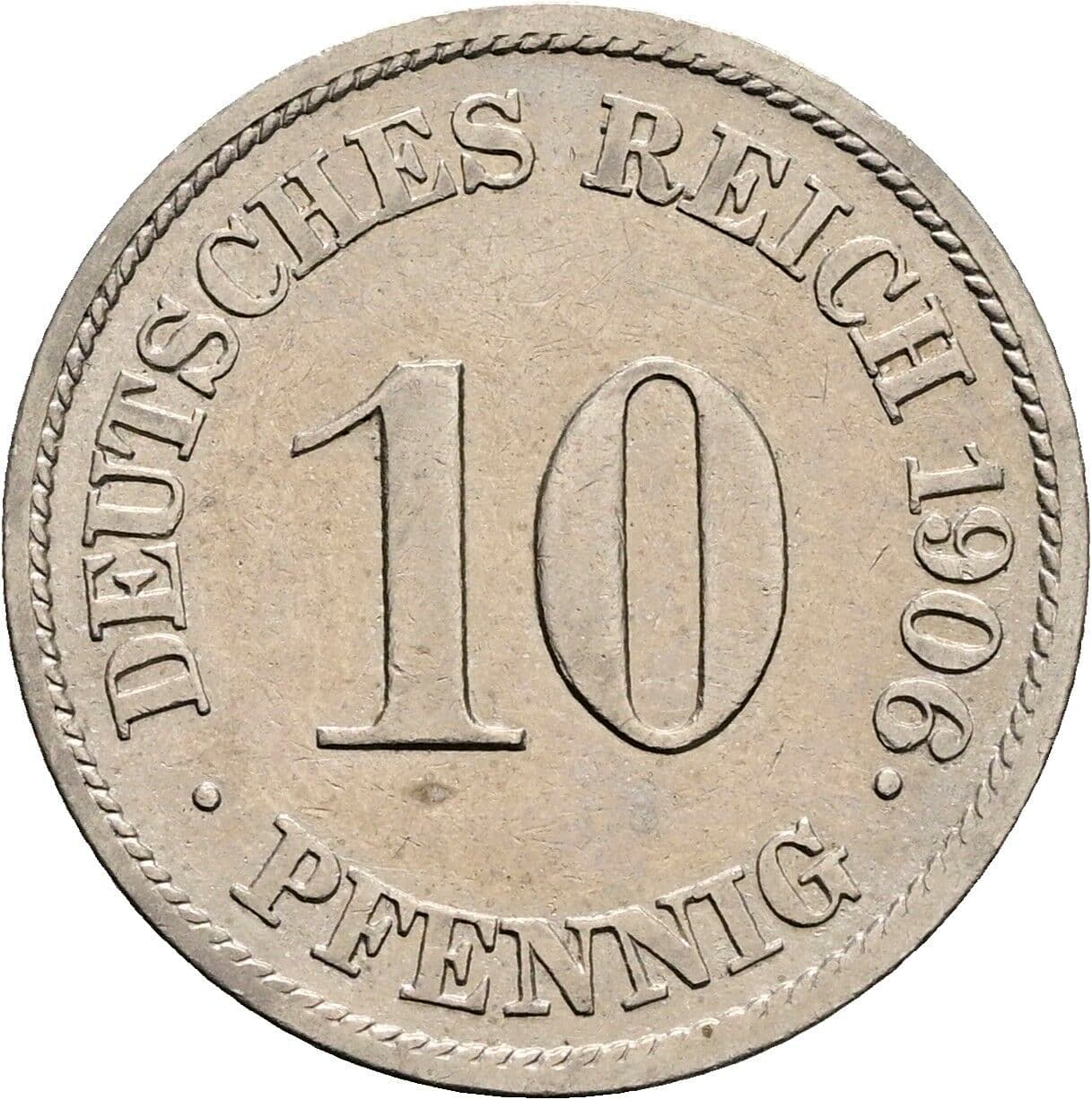 10 Pfennig 1906 J – Vorderseite